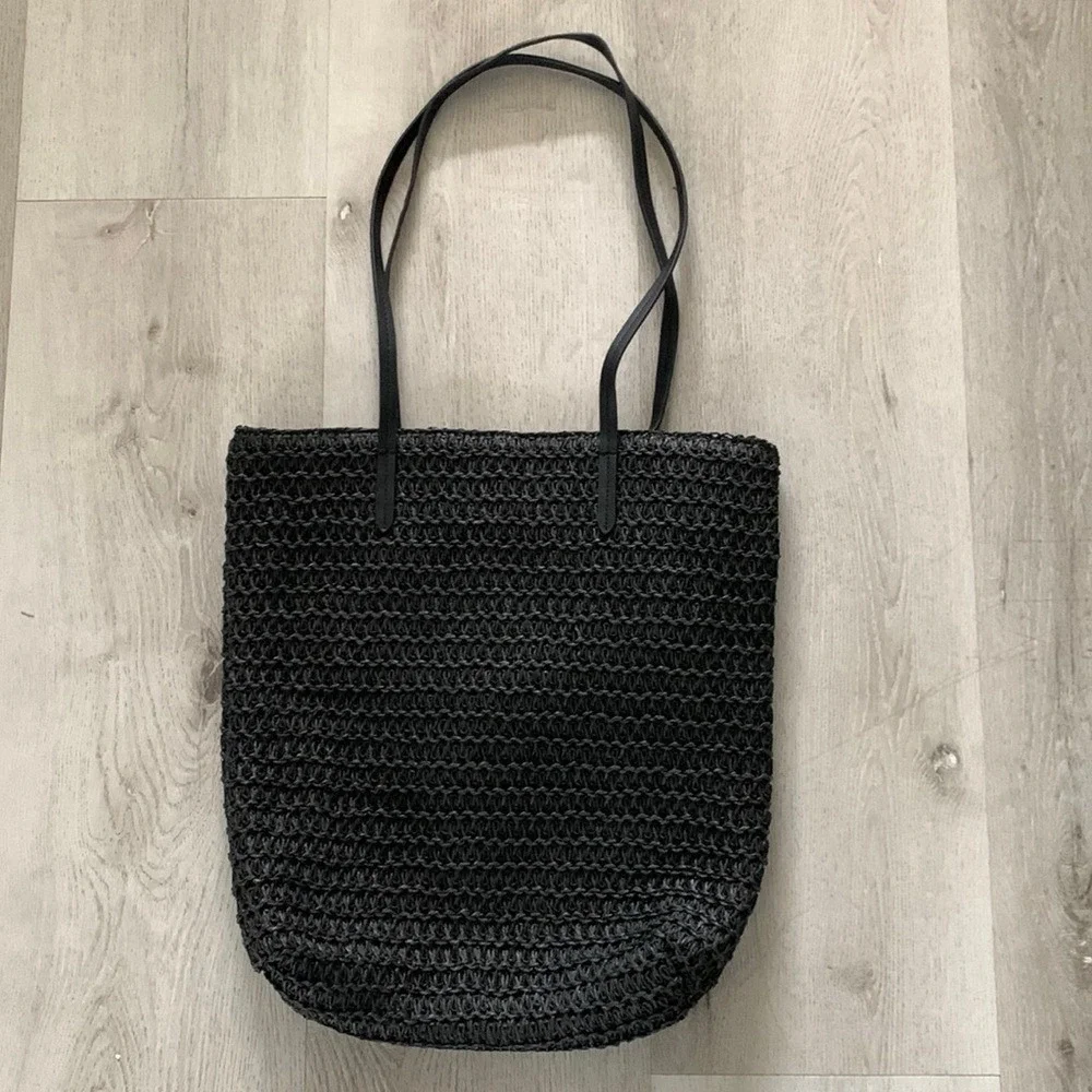Crochet Hobo Tote Bag large‎   Black summer beach vacation travel